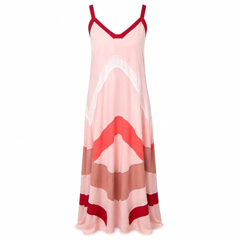 PJK Maxi Dress S Colorblock Resortcore Festival Boho Chic Wedding Guest NWT